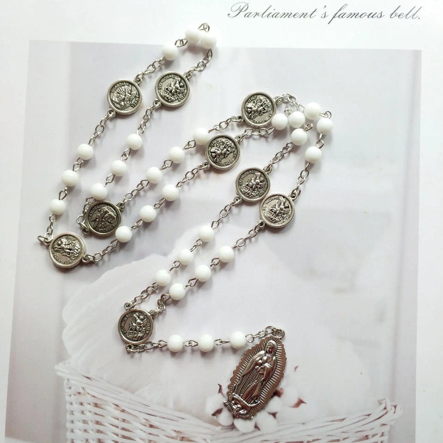 Heavenly White St. Michael Rosary