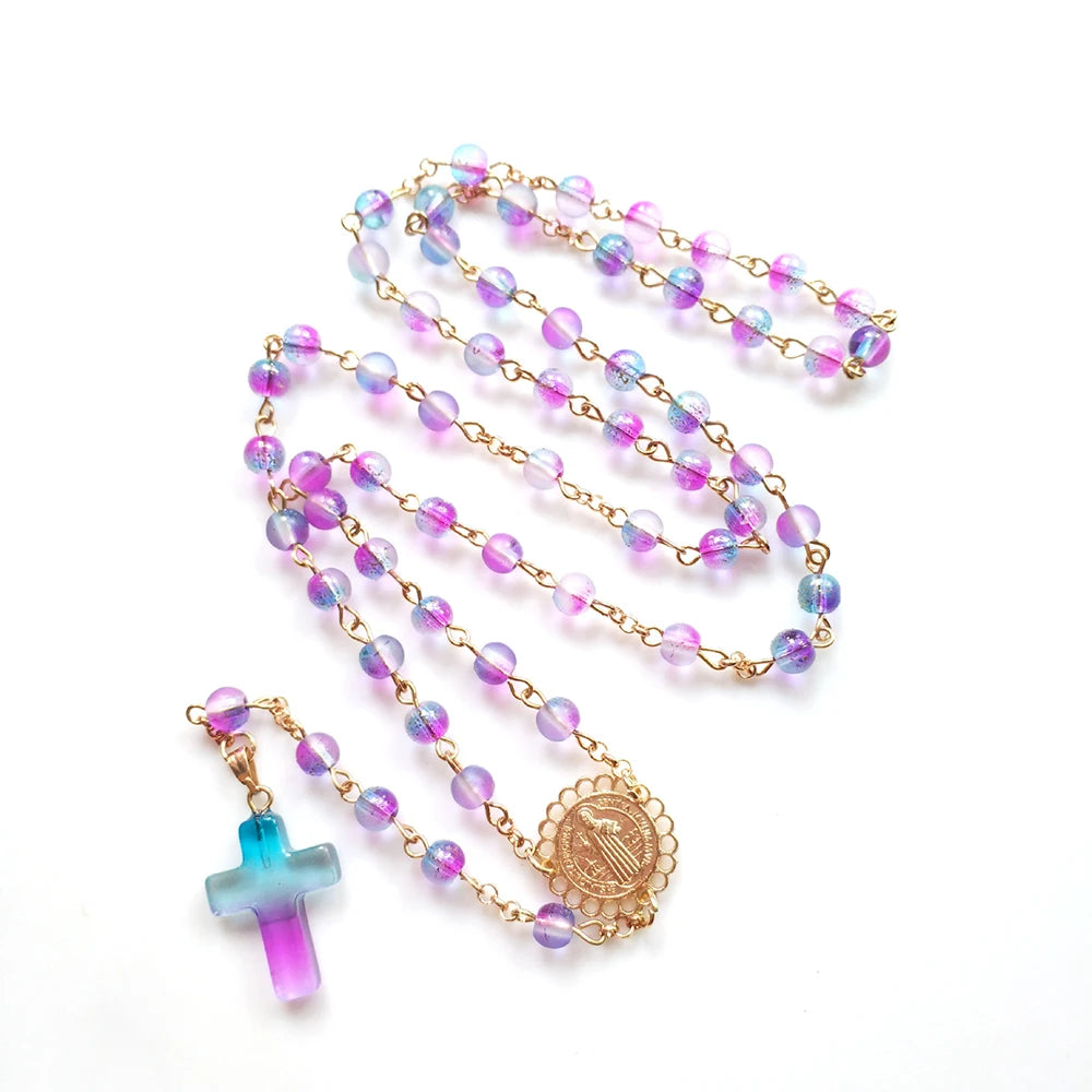 Dream Glass Bead St. Benedict Rosary