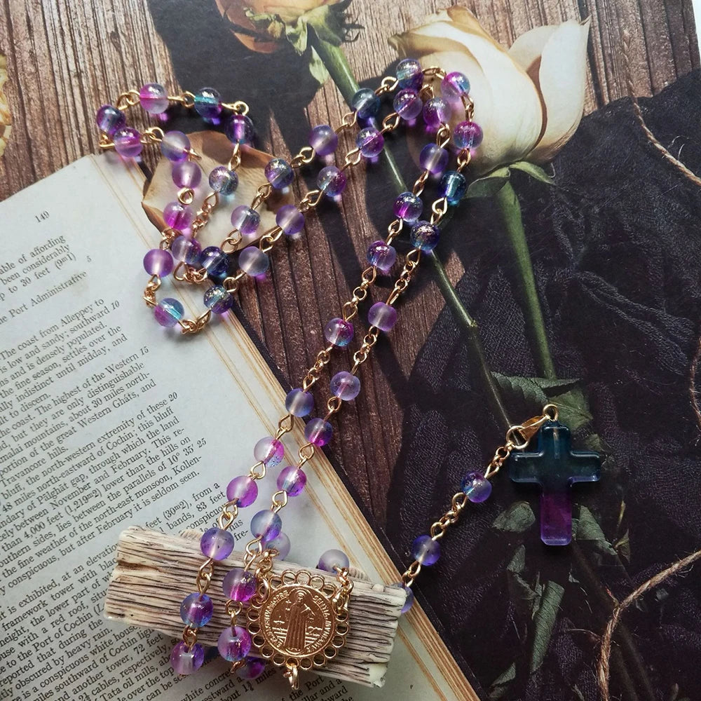 Dream Glass Bead St. Benedict Rosary