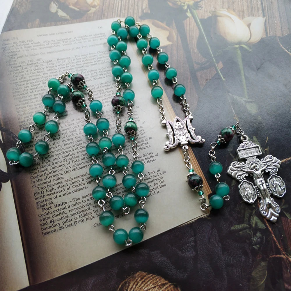 Emerald Tranquility Virgin Mary Rosary