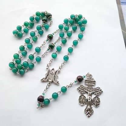 Emerald Tranquility Virgin Mary Rosary