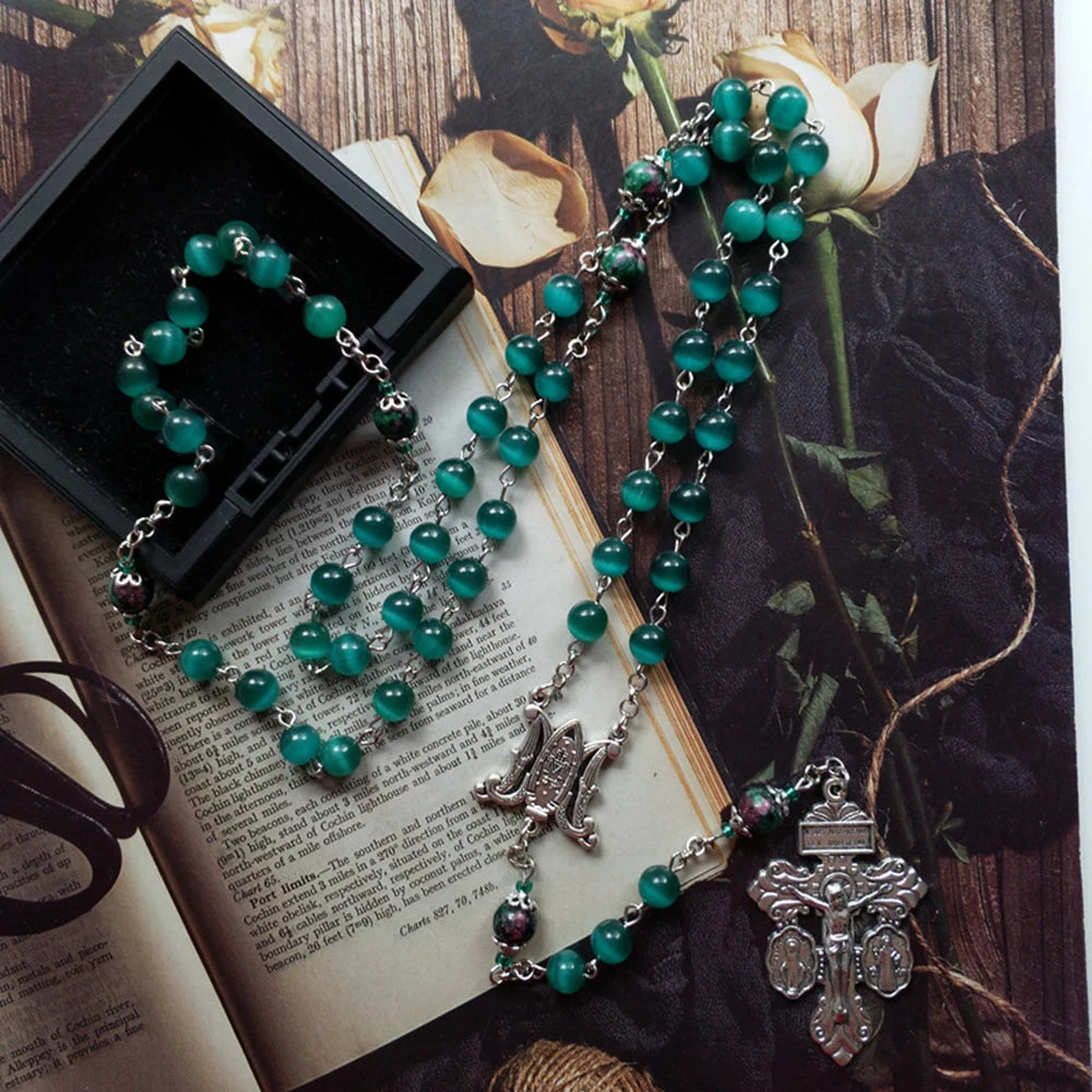 Emerald Tranquility Virgin Mary Rosary