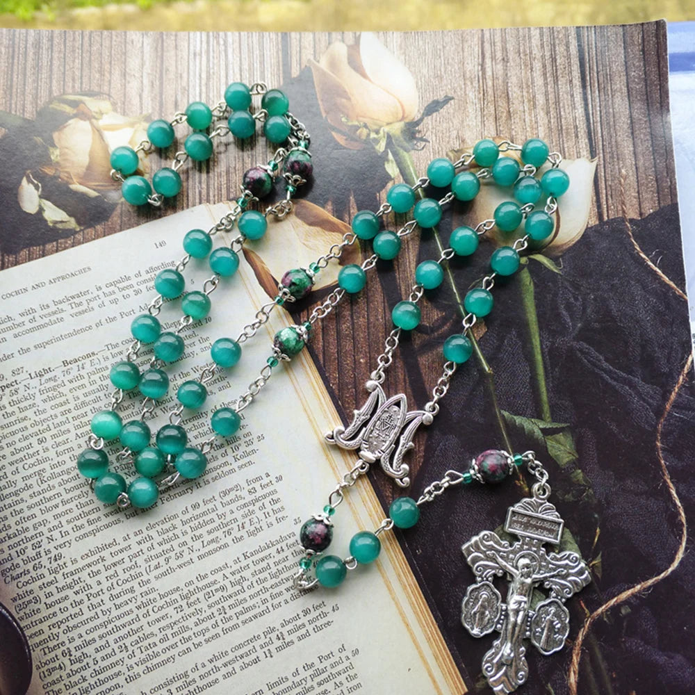 Emerald Tranquility Virgin Mary Rosary