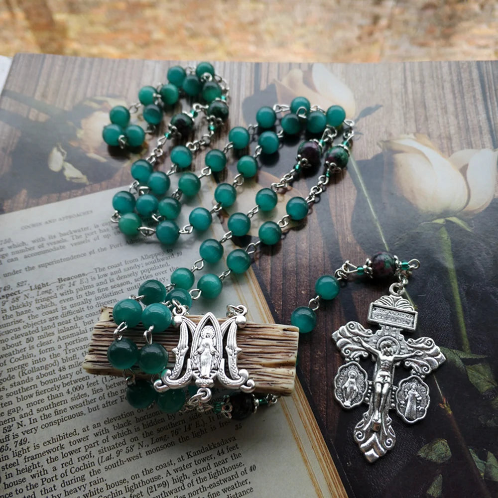 Emerald Tranquility Virgin Mary Rosary