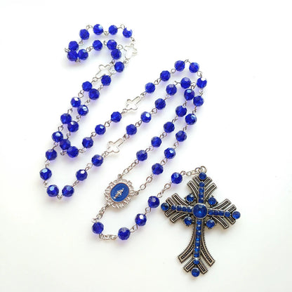 Crystal Azure Miraculous Medal Rosary