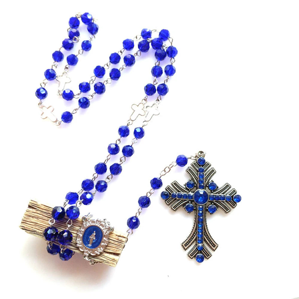 Crystal Azure Miraculous Medal Rosary