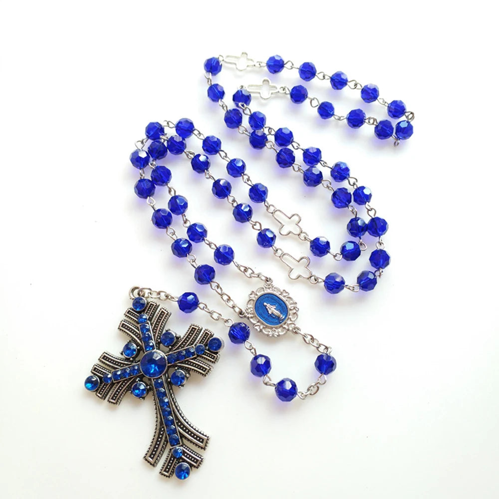 Crystal Azure Miraculous Medal Rosary