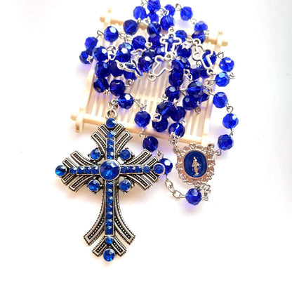 Crystal Azure Miraculous Medal Rosary