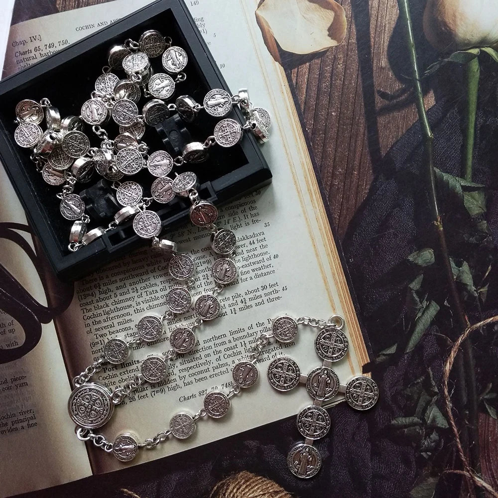 Silver St Benedict Rosary