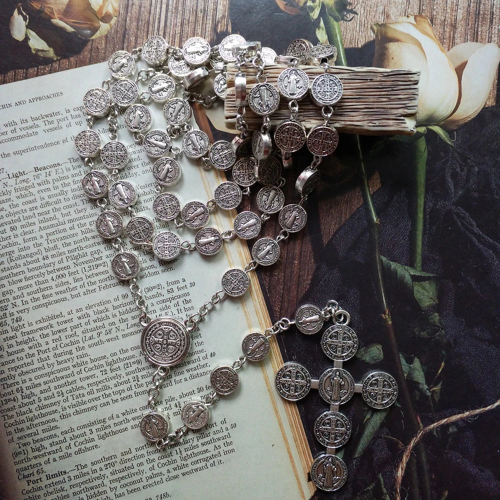 Silver St Benedict Rosary